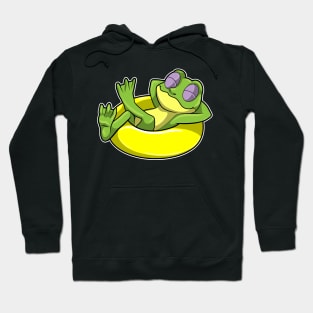 Frog at Swimming with Swim ring Hoodie